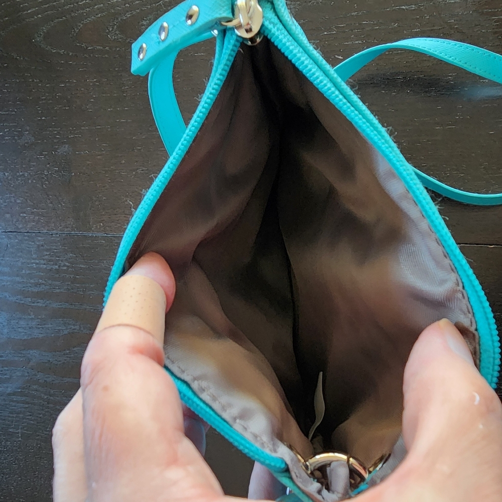 Gorgeous NWOT Nicole Miller Aqua Crossbody Bag Adjustable Strap Lots of Pockets - Picture 4 of 9